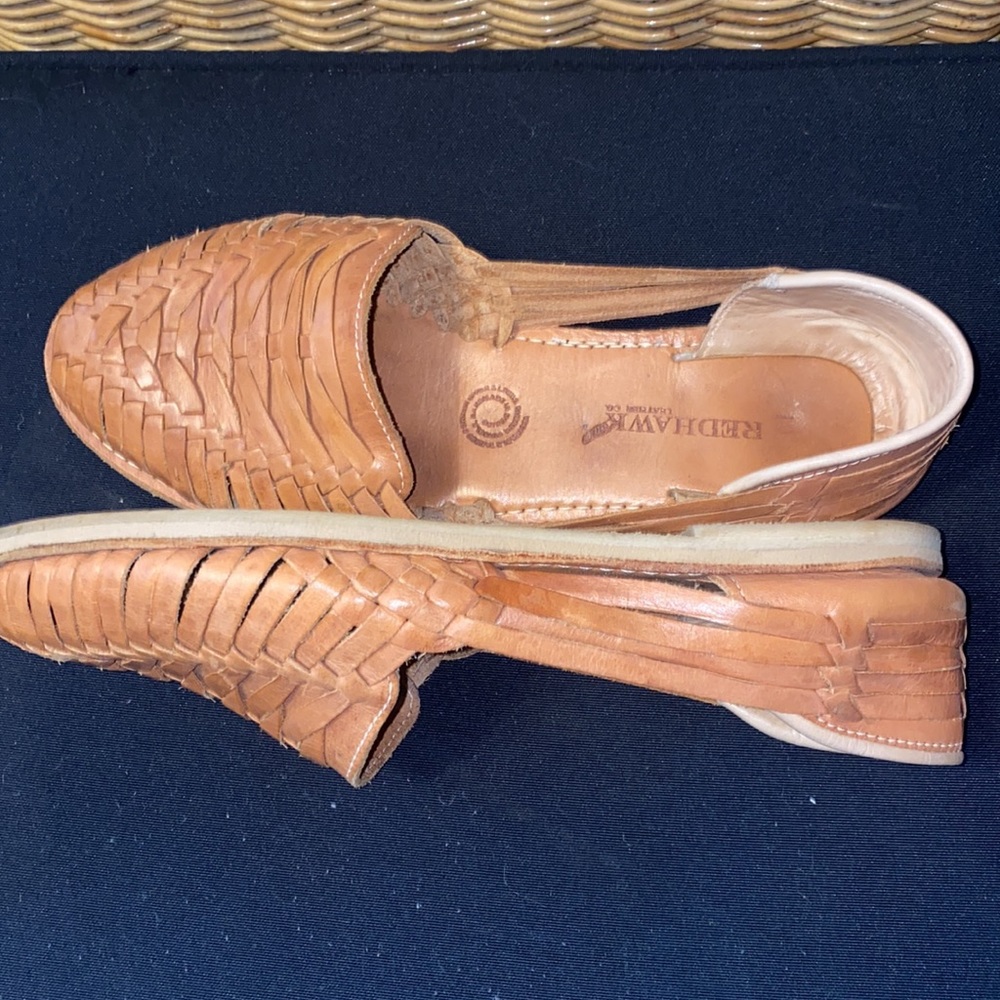 Woven Leather Slip-On Flats in Tan - Women - Picture 6 of 7